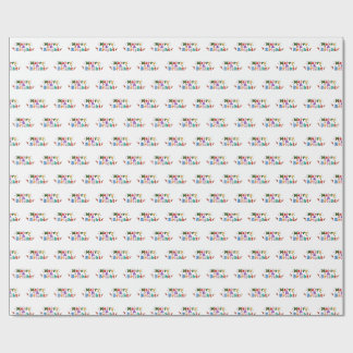 Papel De Presente Natal Alegre e Brilhante Doce de Bengala do Papai