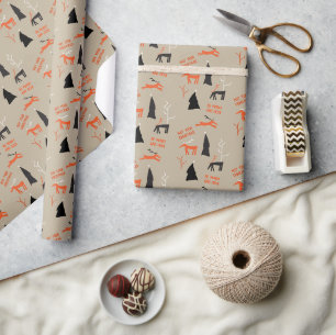 PAPEL DE PRESENTE NATAL ALEGRE E DOS CERVOS