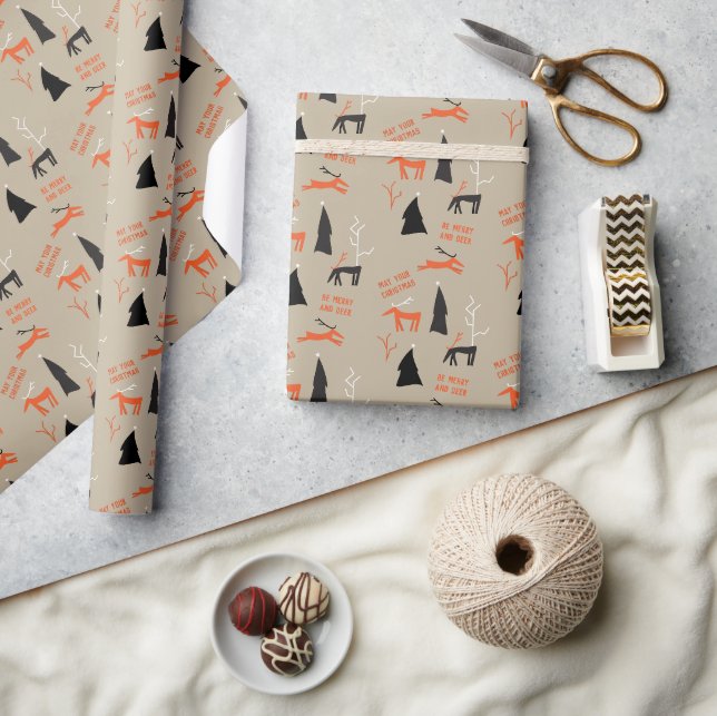 PAPEL DE PRESENTE NATAL ALEGRE E DOS CERVOS (Artesanato)
