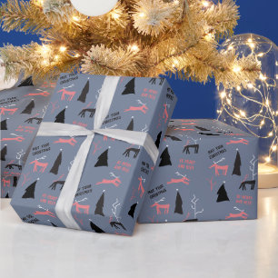 PAPEL DE PRESENTE NATAL ALEGRE E DOS CERVOS