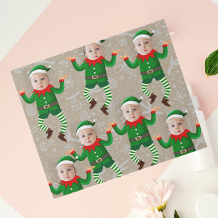 Papel De Presente Natal Alegre Elfos do Papai Noel Divertidos Face P
