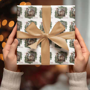 Papel De Presente Natal Alegre Foto Personalizada da Família