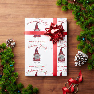 Papel De Presente Natal Alegre Rústico Fofo Gnome Família Envoltório