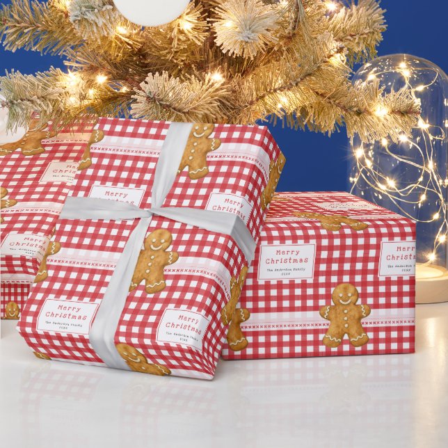 Papel De Presente Natal Alegre Xadrez Vermelho Branco Rústico (Feriados)