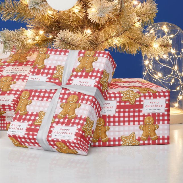 Papel De Presente Natal Alegre Xadrez Vermelho Branco Rústico (Feriados)