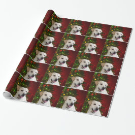 Papel De Presente Natal amarelo de labrador retriever