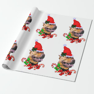 Papel De Presente Natal americano de Terrier de pitbull