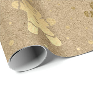 Papel De Presente Natal Ano Novo Pão Dourado Homem Kraft Joy