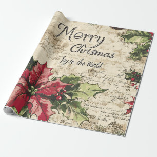 Papel De Presente Natal Antigo com Azevinho e Enfeites (3)