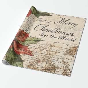 Papel De Presente Natal Antigo Feliz com Azevinho & Enfeites (4)
