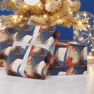 Papel De Presente Natal Antigo, Papai Noel Lista de Meninos Maus e B