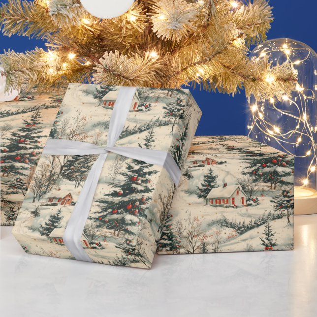 Papel De Presente Natal Antigo Rústico Feriado (Feriados)
