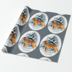 Papel De Presente Natal anunciando do Retriever do pato de Nova