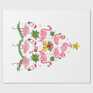 Papel De Presente Natal - Árvore de Natal Bonita Flamingo