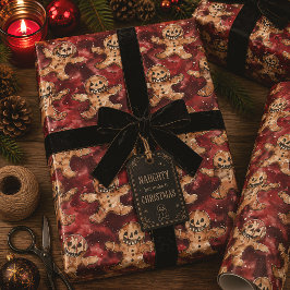 Papel De Presente Natal Assustador de Gengibre Malvado Gótico