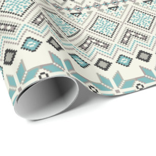 Papel De Presente Natal asteca de bronze da rena dos flocos de neve