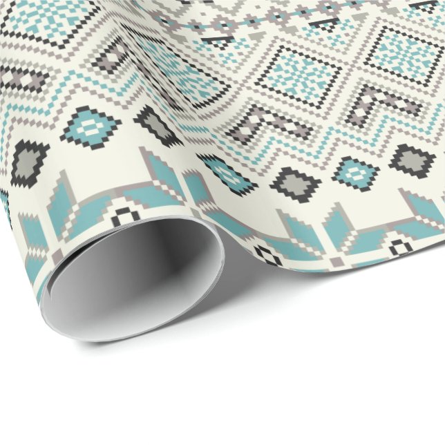 Papel De Presente Natal asteca de bronze da rena dos flocos de neve (Ponta do rolo)