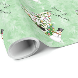 Papel De Presente Natal australiano do pastor com boneco de neve