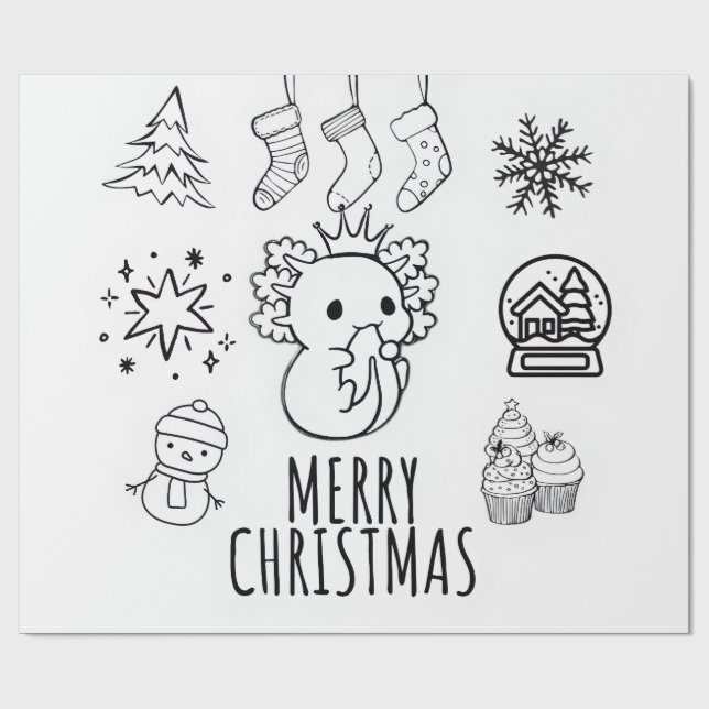 Papel De Presente Natal Axolotl (Aberto)