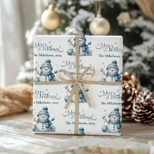 Papel De Presente Natal Azul Aconchegante Rústico