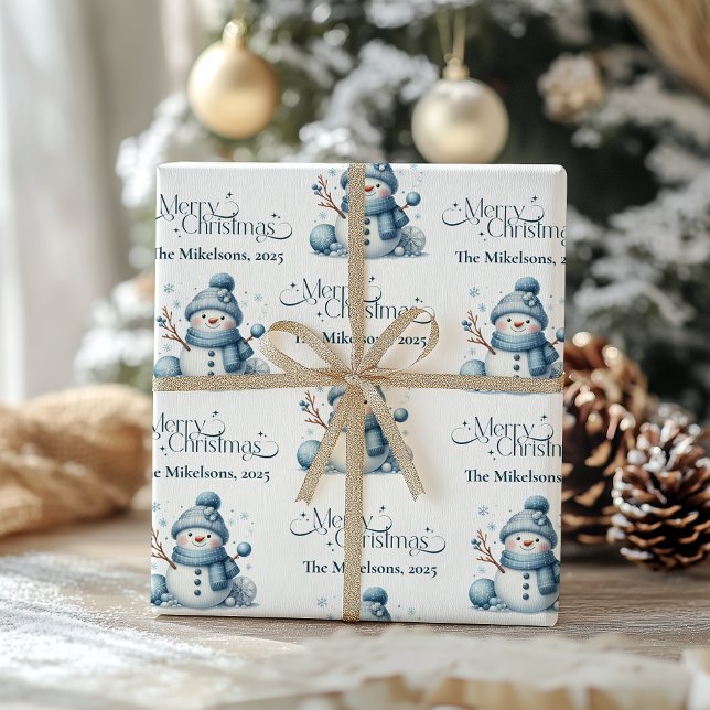 Papel De Presente Natal Azul Aconchegante Rústico (Criador carregado)