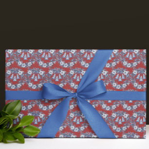 Papel De Presente Natal Azul Branco Verde Chinês Antigo