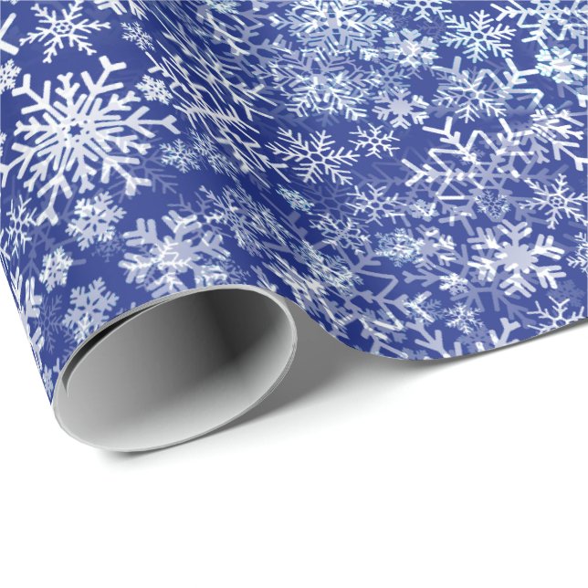 Papel De Presente Natal azul cinco - tempestade de neve (Ponta do rolo)