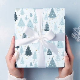 Papel De Presente Natal azul e branco da neve