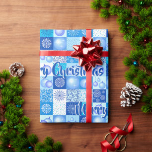 Papel De Presente Natal Azul Feliz Decoração Elegante de Natal