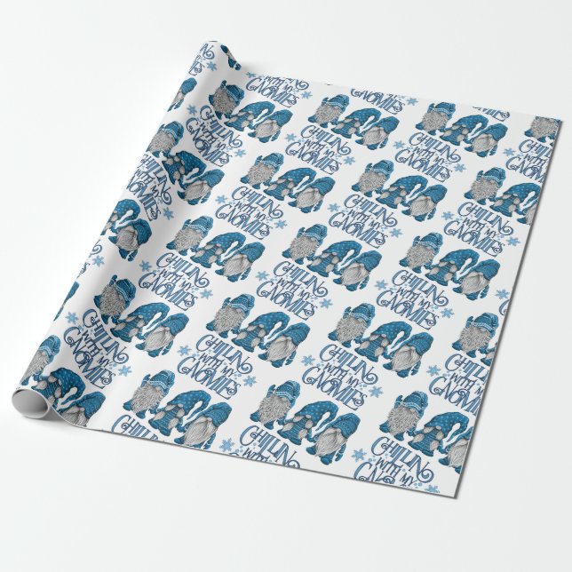 Papel De Presente Natal Azul Trio de inverno Chillin Com Meus Fantas (Desenrolado)