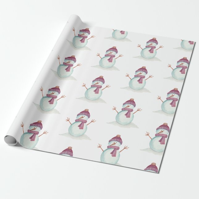 Papel De Presente Natal Boneco de Neve Divertido (Desenrolado)