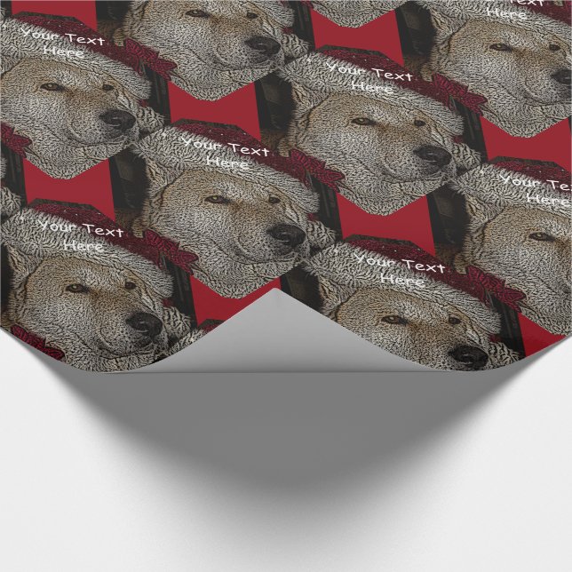 Papel De Presente Natal bonito akita no retrato vermelho do chapéu (Ponta)