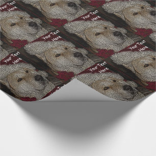 Papel De Presente Natal bonito akita no retrato vermelho do chapéu
