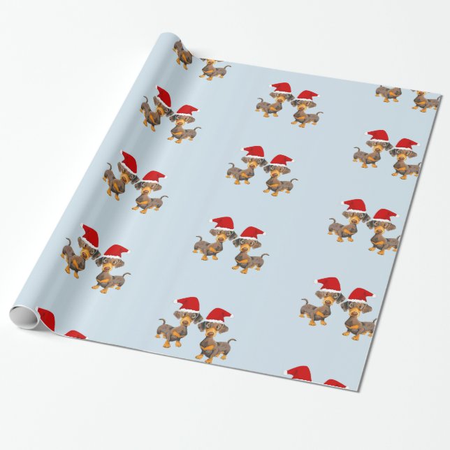 Papel De Presente Natal bonito de Dachshund (Desenrolado)