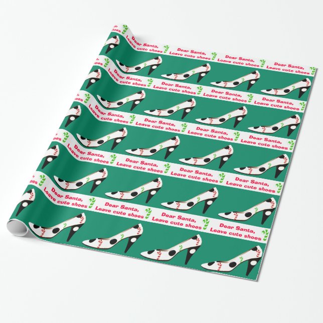 Papel De Presente Natal bonito dos calçados vermelho e verde (Desenrolado)