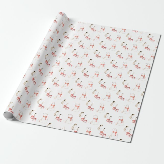 Papel De Presente Natal bonito e branco (Desenrolado)