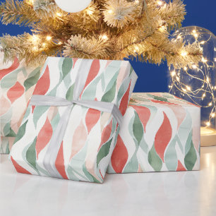 Papel De Presente Natal Branco Creme Verde Vermelho Menta