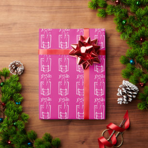 Papel De Presente Natal Brilhante Rosa