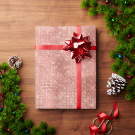 Papel De Presente Natal Brilho Dourado Rosa