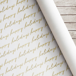 Papel De Presente Natal Caligrafia a Ouro Moderna