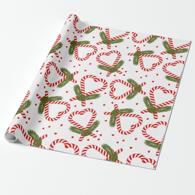 Papel De Presente Natal Candy Cane Hearts Holiday Kathrin Legg (Desenrolado)