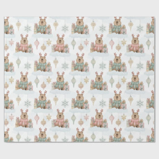 Papel De Presente Natal Capivara Rena Florestal Fofa