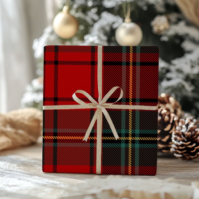 Papel De Presente Natal Caprichoso Xadrez Vermelho Retro (Criador carregado)