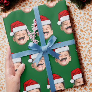 Papel de Presente Natal Cara de Criança Chapéu de