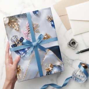 Papel De Presente Natal Champanhe Azul Safira