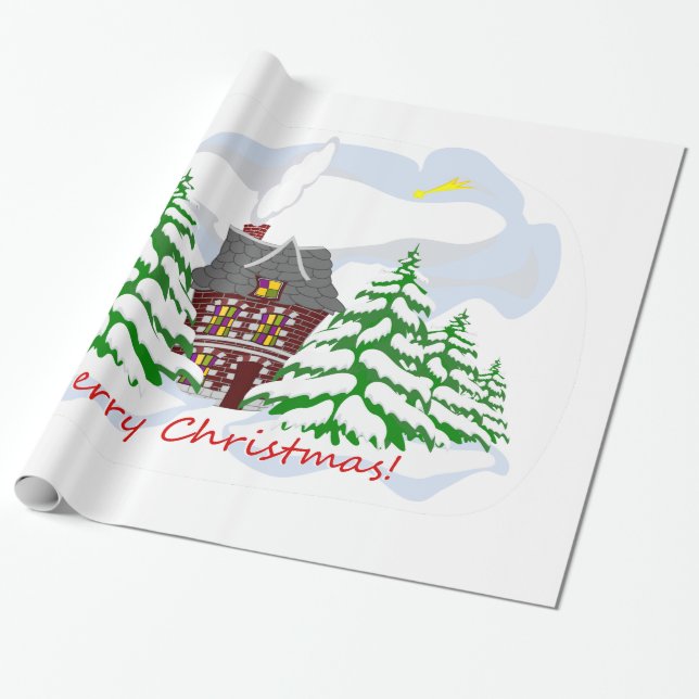 Papel De Presente Natal chegando à casa da família (Desenrolado)