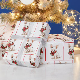 Papel De Presente Natal Chihuahua com Xadrez
