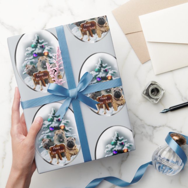 Papel De Presente Natal Chinês Shar-Pei (Presentear)