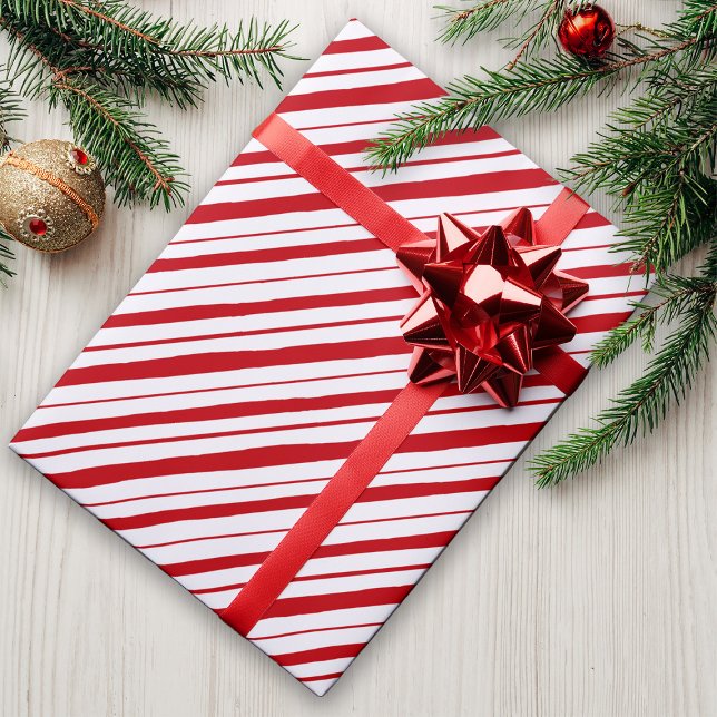 Papel De Presente Natal clássico de Stripe de Pepperminta Desenhada  (Criador carregado)