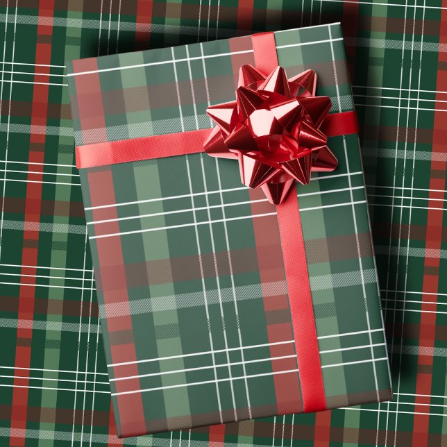 Papel De Presente Natal Clássico Vermelho e Verde Xadrez de Natal (Criador carregado)